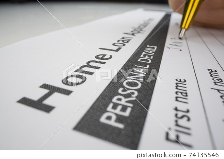 Completing home loan application form 74135546