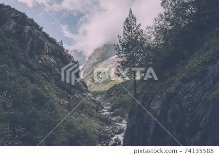 Closeup view mountains scenes in national park Dombai, Caucasus, Russia, Euro 74135588