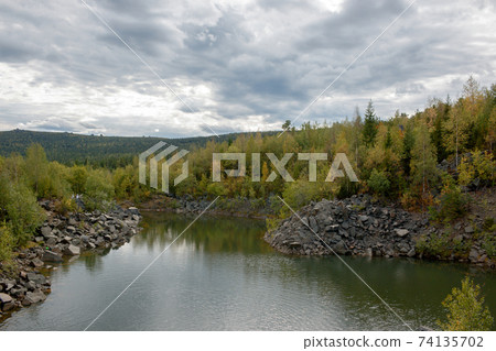 Lake scenes in forest, national park Kachkanar, Russia, Europe Lake scenes in forest, national park Kachkanar, Russia, Europe 74135702