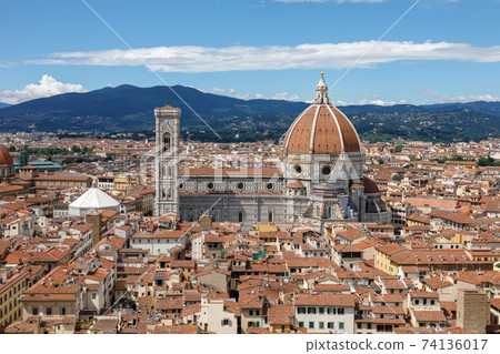Aerial panoramic view of Florence city and Cattedrale di Santa Maria del Fiore Aerial panoramic view of Florence city and Cattedrale di Santa Maria del Fiore 74136017