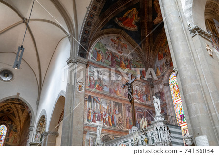 Panoramic view of interior of Basilica of Santa Maria Novella Panoramic view of interior of Basilica of Santa Maria Novella 74136034