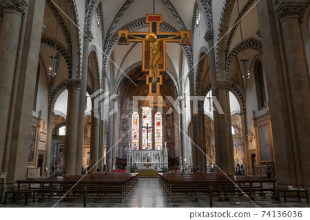 Panoramic view of interior of Basilica of Santa Maria Novella 74136036