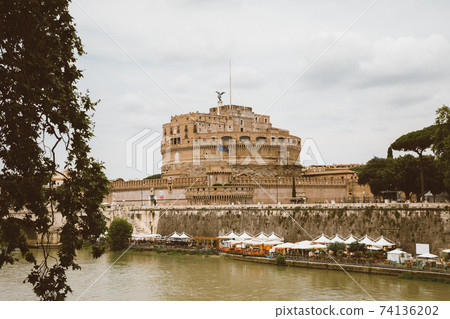 Panoramic view of exterior of Castel Sant'Angelo (Mausoleum of Hadrian) Panoramic view of exterior of Castel Sant'Angelo (Mausoleum of Hadrian) 74136202