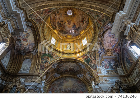 Panoramic view of interior of Church of the Gesu 74136246