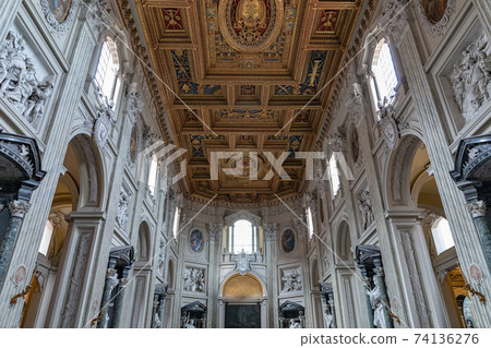 Panoramic view of interior of Lateran Basilica (Papal Archbasilica of St. John) 74136276
