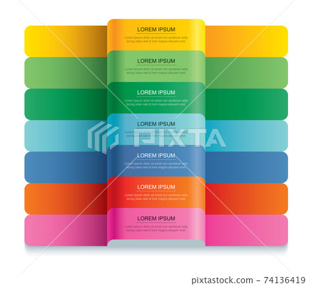 7 data infographics tab paper index template. Vector illustration abstract background. Can be used for workflow layout, business step, banner, web design. 74136419