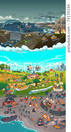 Ecology and peace vs pollution and social issues 74139184