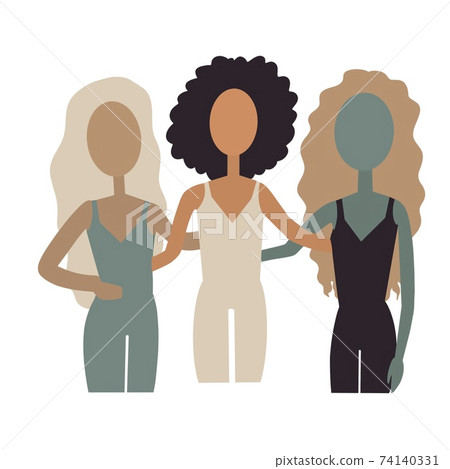 Women of different races hug. Tolerance and ethnical difference concept. Women of different races hug. Tolerance and ethnical difference concept. 74140331