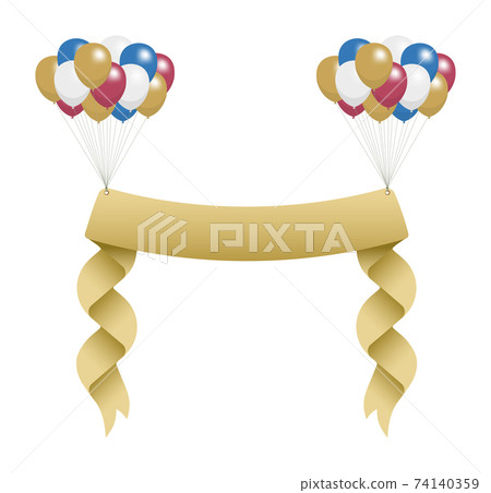 Vector design material / Balloons and ribbon banner (character space / copy space) Vector design material / Balloons and ribbon banner (character space / copy space) 74140359