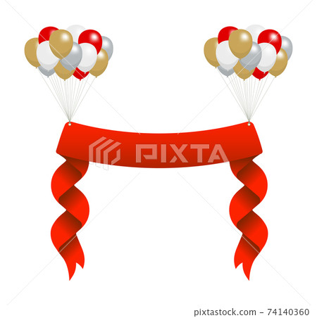 Vector design material / Balloons and ribbon banner (character space / copy space) Vector design material / Balloons and ribbon banner (character space / copy space) 74140360