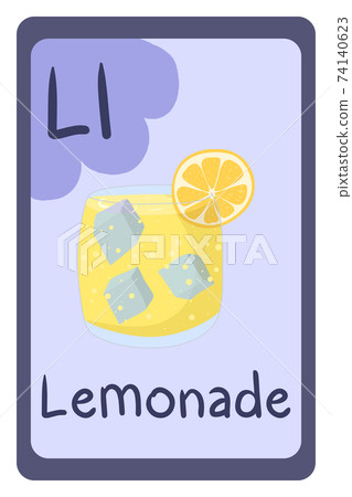 Lemonade Ed Abc education flash card in cartoon style on... - Stock Illustration ...