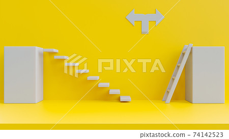 Ladders on yellow background. 74142523