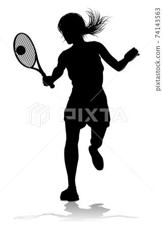 Tennis Silhouette Sport Player Woman Tennis Silhouette Sport Player Woman 74143563