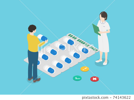 Illustration material of explanation of treatment method, medicine, side effect 74143622