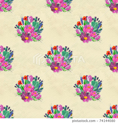 Seamless pattern with flowers. Watercolor or acrylic painting. Hand drawn floral background. Seamless pattern with flowers. Watercolor or acrylic painting. Hand drawn floral background. 74144080