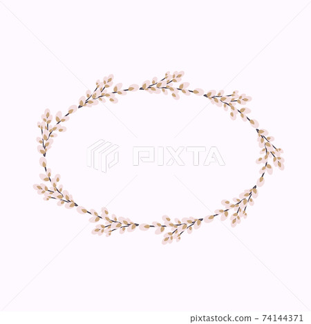 Willow wreath. Oval frame made of willow twigs. Easter wreath made of willow stalks 74144371