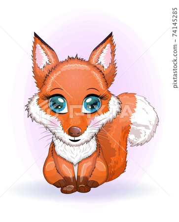 Cute Cartoon Fox with flowers on a white... - Stock Illustration ...