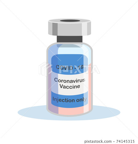 Covid-19 Coronavirus concept. vaccine vial and syringe. pandemic covid-19 outbreak. isolated icon. flat 74145315