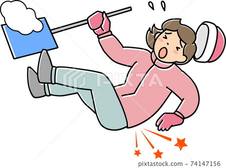 A woman who falls during snow removal work 74147156