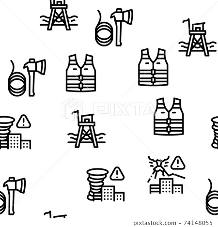 Rescuer Equipment Seamless Pattern Vector Rescuer Equipment Seamless Pattern Vector 74148055