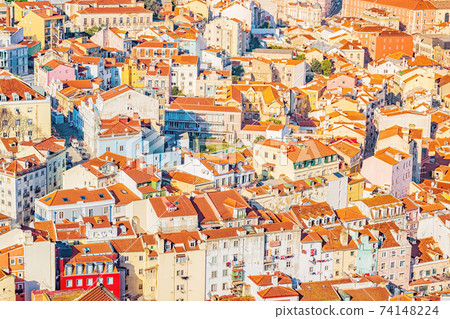 Colorful top view on Lisbon, Portugal Colorful top view on Lisbon, Portugal 74148224