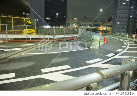 夜間道路施工現場:東京 夜間道路施工現場:東京 74148319