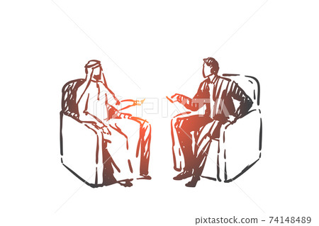 Political meeting, diplomacy concept sketch. Hand drawn isolated vector 74148489