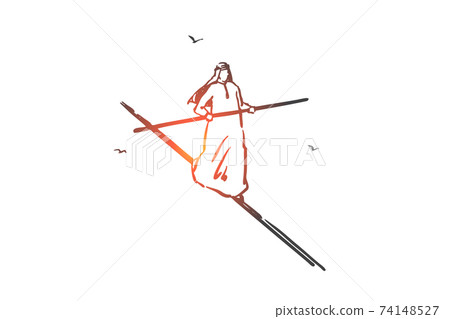 Risk management, equilibrium concept sketch. Hand drawn isolated vector 74148527