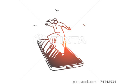Modern mobile technology concept sketch. Hand drawn isolated vector 74148534