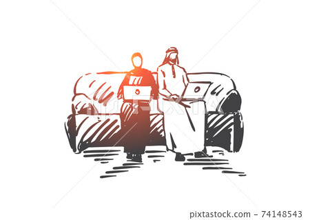 Freelance, Internet leisure concept sketch. Hand drawn isolated vector Freelance, Internet leisure concept sketch. Hand drawn isolated vector 74148543