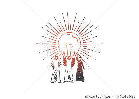 Innovation, teamwork, brainstorming concept sketch. Hand drawn isolated vector 74148655