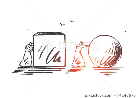 Business competition, advantage concept sketch. Hand drawn isolated vector Business competition, advantage concept sketch. Hand drawn isolated vector 74148676