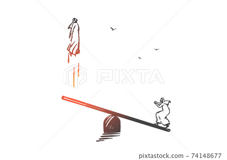 Partnership, teamwork, cooperation concept sketch. Hand drawn isolated vector 74148677