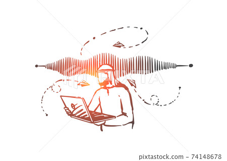 Internet video call concept sketch. Hand drawn isolated vector 74148678