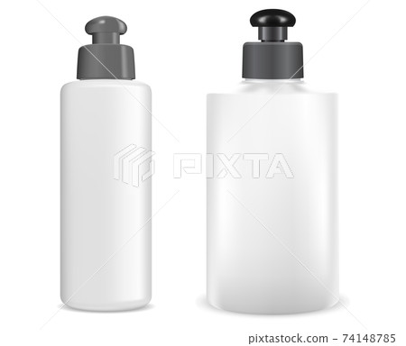 Shampoo package. Cosmetic bottle blank 3d design Shampoo package. Cosmetic bottle blank 3d design 74148785
