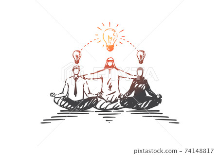 Sharing creative ideas, brainstorming concept sketch. Hand drawn isolated vector 74148817