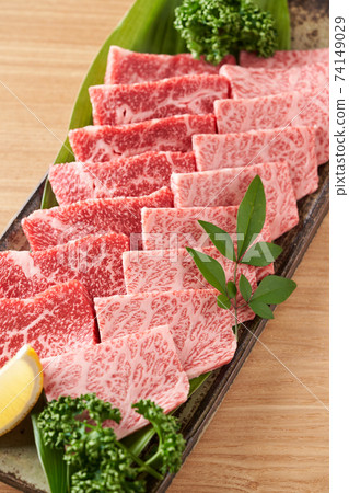 國產和牛牛肋骨，用於瘦肉和大理石花紋的烤肉 74149029