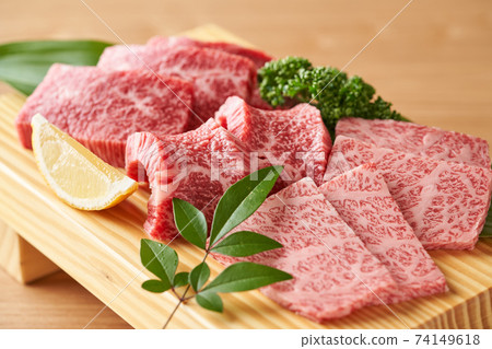 Domestic Wagyu beef ribs for grilled meat, lean and marbling 74149618