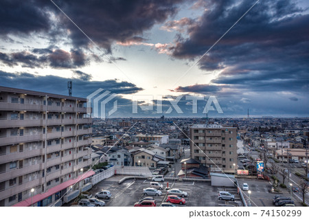 Cityscape from high viewpoint, Kanazawa, Japan 74150299