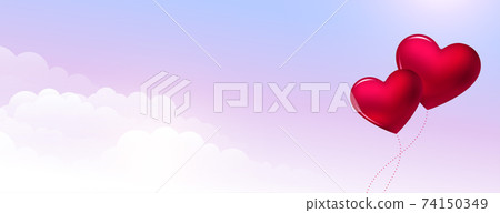 valentines day hearts balloon over the sky design 74150349