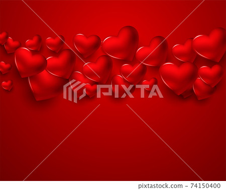 red 3d hearts valentines day card design - Stock Illustration [74150400 ...