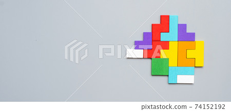 geometric shape block with colorful wood puzzle piece background. logical thinking, business logic, Conundrum, decision, solutions, rational, mission, success, goals and strategy concepts geometric shape block with colorful wood puzzle piece background. logical thinking, business logic, Conundrum, decision, solutions, rational, mission, success, goals and strategy concepts 74152192