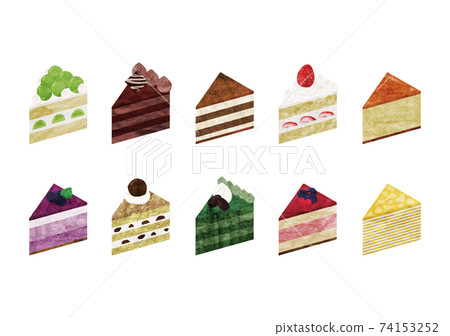 Hand-painted cake illustration set 74153252