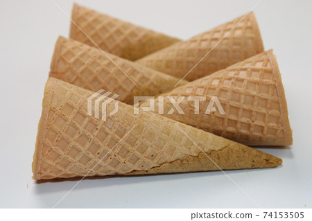 tasty ice cream cone stock on gray background 74153505
