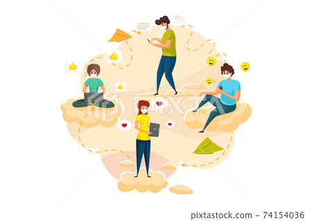 Coronavirus, communication, quarantine, social media concept 74154036