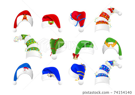 Realistic christmas hats set collection 74154140