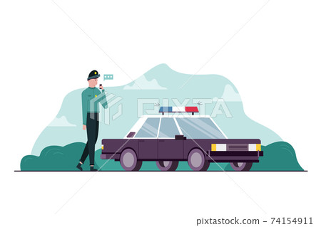 Work, danger, security, police, communication concept 74154911
