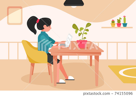 Freelance, quarantine, work, business concept Freelance, quarantine, work, business concept 74155096