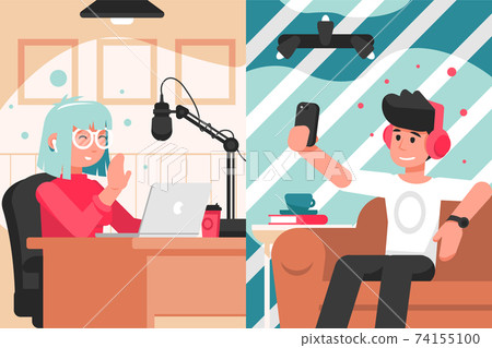 Broadcast, blogging, communication, collavoration interview concept 74155100