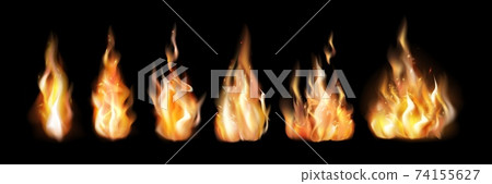 Realistic fire flames set collection Realistic fire flames set collection 74155627
